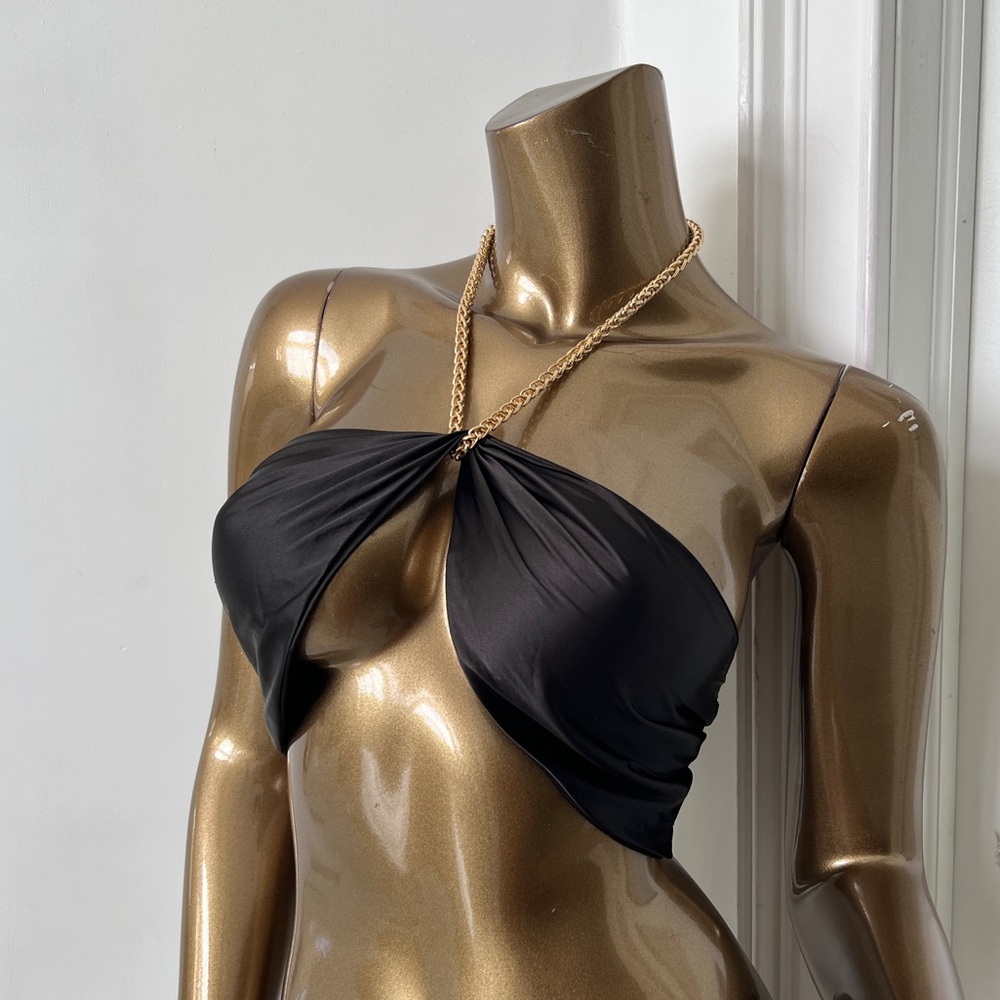 Brand New Black Strapless Twist Bikini Top